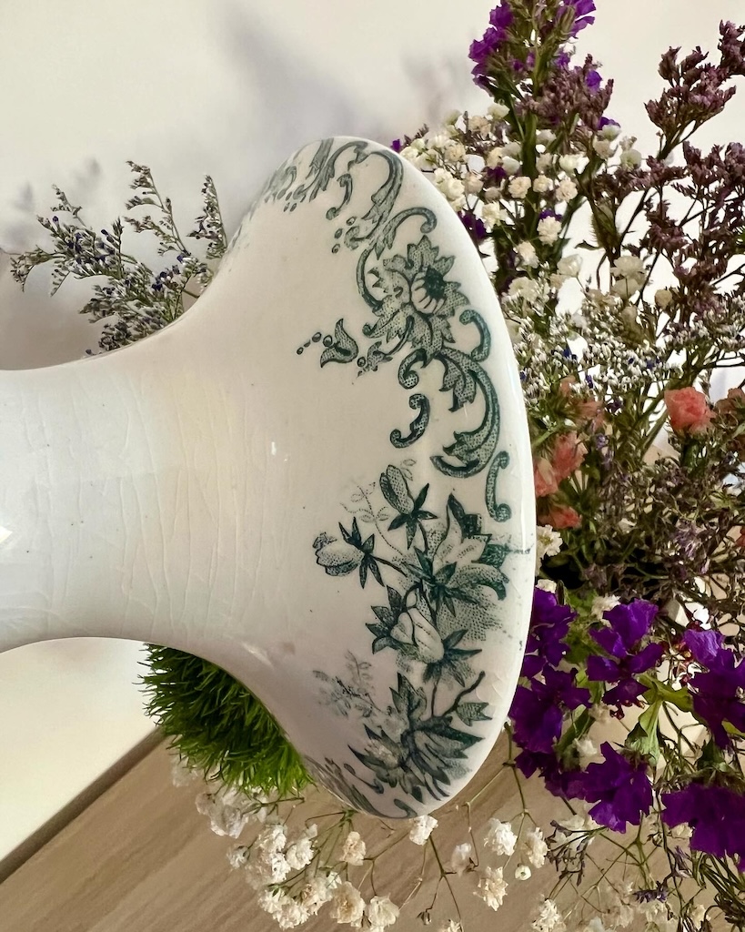 compotier_vintage_vert_st Amand_campanule_artdelatable_vert_brocnpeps