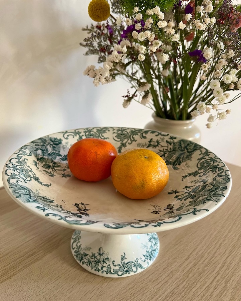 compotier_vintage_vert_st Amand_campanule_artdelatable_vert_brocnpeps