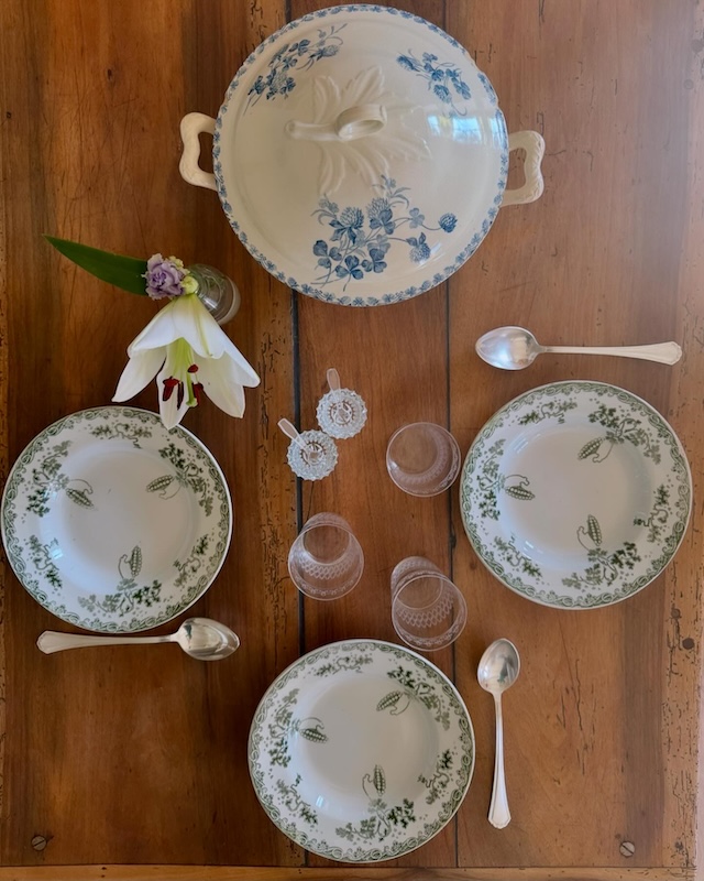 Trio assiettes creuses vertes – Modern Style St Amand